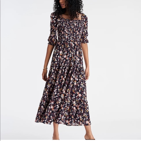 Ann Taylor Floral Smocked Maxi Dress 